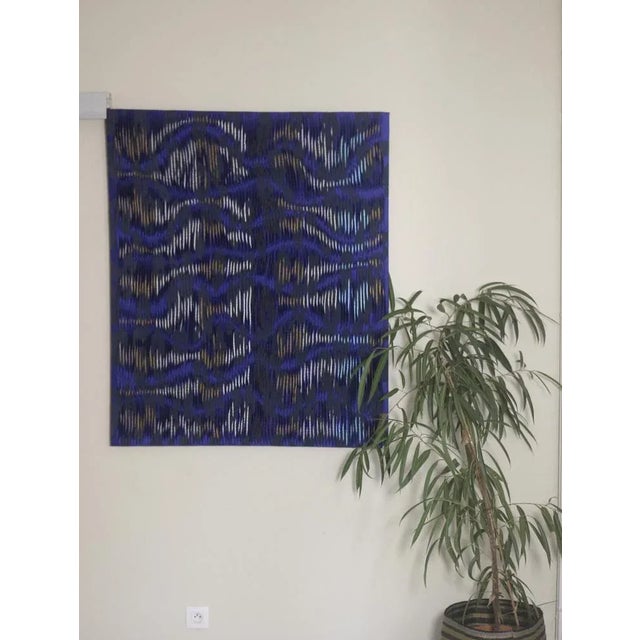Textile Contemporary Cobalt Textured Composition, Canvas Painting, Framed For Sale - Image 7 of 13