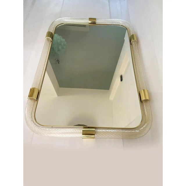 Scenographic Italian Torciglione-Torchon Murano Glass Wall Mirror by Simoeng for Simoeng For Sale - Image 4 of 8