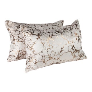 22" X 14” Black Edition Marmori Velvet Pillows by Romo, Pair For Sale