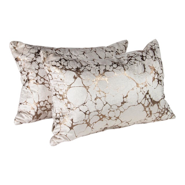 22" X 14” Black Edition Marmori Velvet Pillows by Romo, Pair For Sale