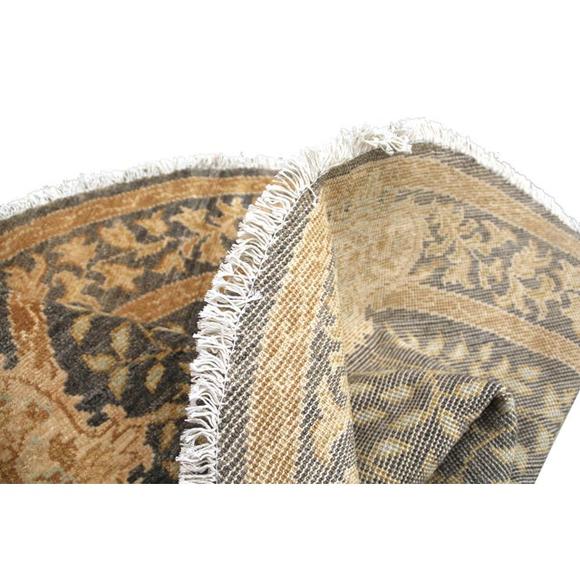 Textile Bespoke 5’ Round Hand-Knotted "Tree of Life" Rug in Gold & Royal Purple For Sale - Image 7 of 7