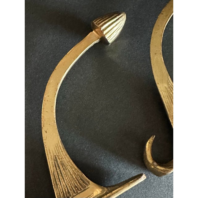 Metal Vintage Late 20th Century Art Deco Brass Hooks For Sale - Image 7 of 12