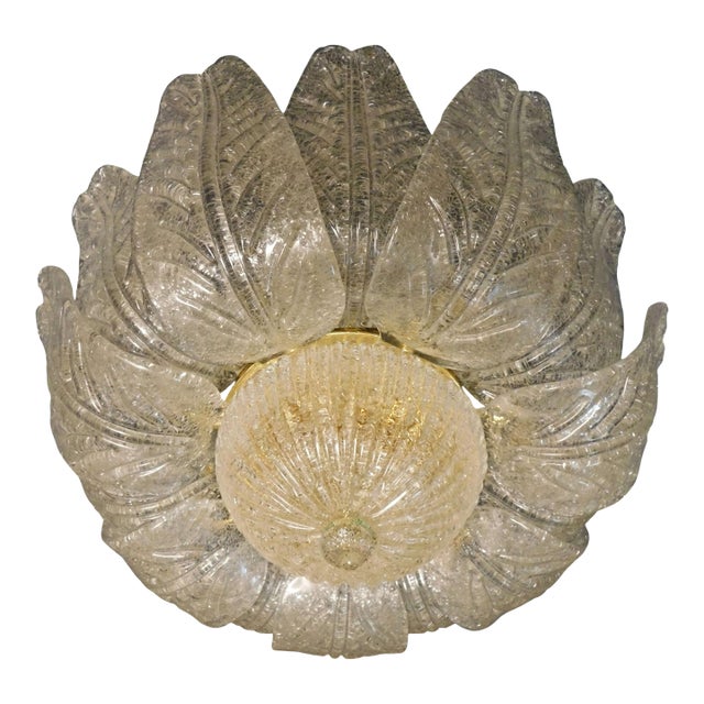 1960s Amber Graniglia Murano Flush Mount For Sale