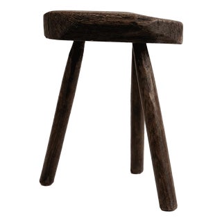 Vintage Oak Three-Legged Stool, 1950s For Sale