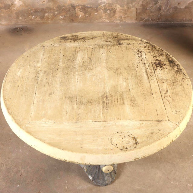 French French Cast Stone Faux Bois Two Piece Garden Table For Sale - Image 3 of 5