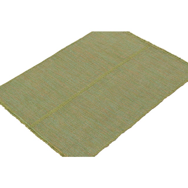 Modern 2010s Rug & Kilim’s Contemporary Kilim Rug in Green With Teal and Pink Accents For Sale - Image 3 of 8