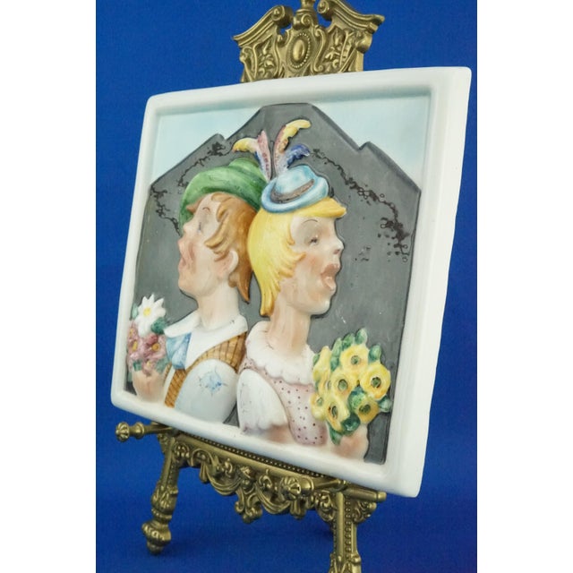 Vintage Art Deco Ceramic Plaque with Children in Bas-Relief, 1940s For Sale - Image 3 of 18
