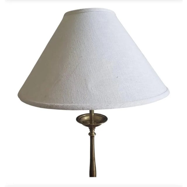 Metal Mid Century Regency Solid Polish Brass Two Light Floor Lamp For Sale - Image 7 of 10