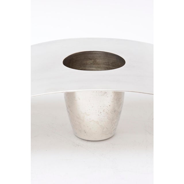 Lino Sabattini Vintage 1980's Lino Sabattini Comorana Silver Plate Sculptural Vase or Candle Holder For Sale - Image 4 of 7