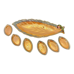 Vintage Lusterware Celery Dish With 6 Side Salt Plates