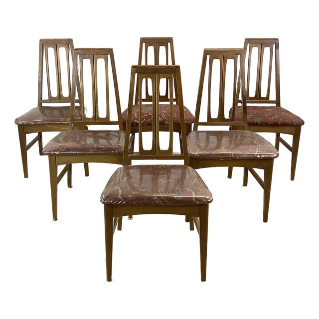 1960s Young Manufacturing Attributed Walnut Dining Chairs - Set of 6 For Sale