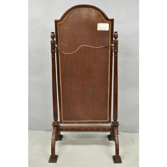 Wellington Carved Mahogany Frame Italian Renaissance Tall Dressing Cheval Mirror For Sale - Image 12 of 14