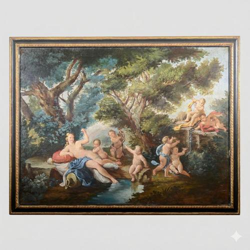 Blue Venus and Cupids, 1800s, Canvas, Framed For Sale - Image 8 of 8