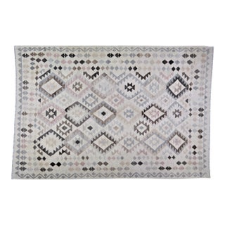 Afghan Tribal Natural Color Hand Made Organic Wool Maimana Kilim,6'7"x9'9" For Sale