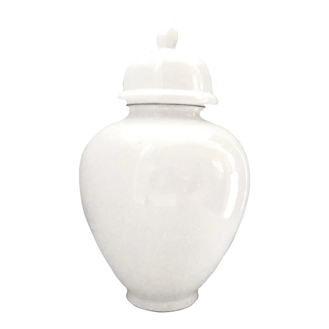 White Ginger Jar, Medium, Made in Italy For Sale