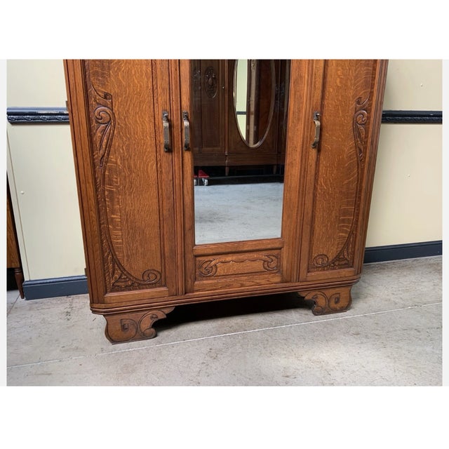 Wood Vintage Art Deco Wardrobe, 1930 For Sale - Image 7 of 11
