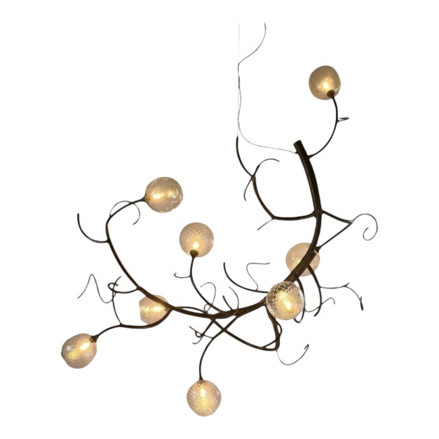 Christopher Poehlmann, Massive Modern Sculptural Branch Chandelier, Blown Glass For Sale