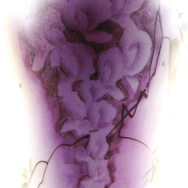 White 1940s Large Hand Painted and Hand Decorated Vase by Imperial Nippon For Sale - Image 8 of 12