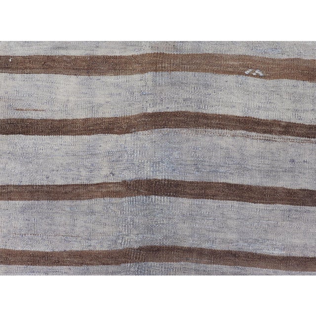 Vintage Turkish Kilim Rug With Soft Grey and Rich Brown Stripes 3'2 X 5'4 For Sale In Atlanta - Image 6 of 10