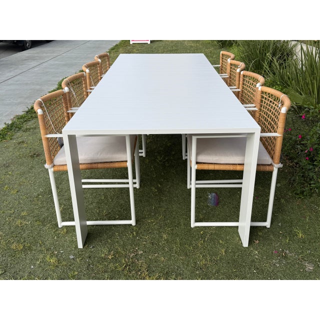 Harbour Outdoor Hayman Aluminum Dining Table, White For Sale - Image 10 of 12