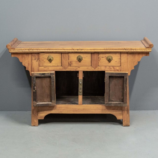 Chinese Late 20th Century Chinese Elm & Mixed Hardwood Console / Sideboard For Sale - Image 3 of 14