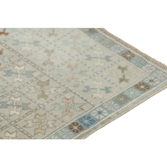 1950s Vintage Tribal Rug in Gray With Beige and Blue Geometric Patterns by Rug & Kilim For Sale - Image 5 of 7