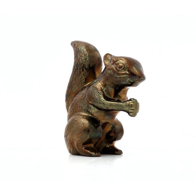 Late 20th Century Vintage Large Brass Squirrel Figurine, Autumn Woodland Animal Decor For Sale - Image 5 of 9