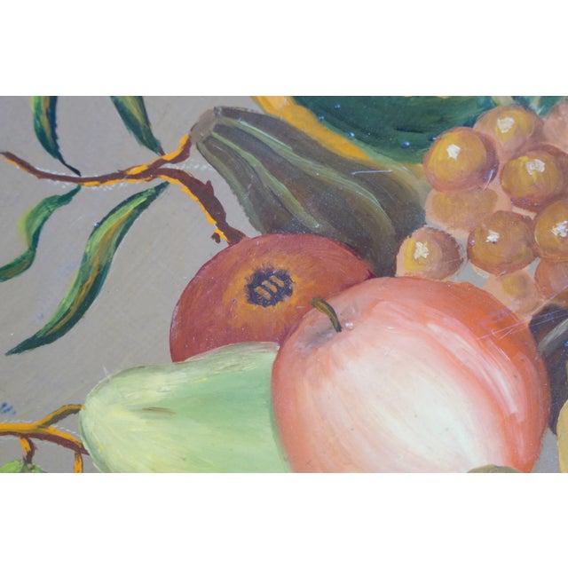 Mid 20th Century Helen McRae Round Hand Painted Fruit Basket Toleware Tray Charger For Sale - Image 11 of 11
