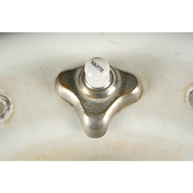 Reclaimed Art Deco Enameled Cast Iron Pedestal Sink For Sale - Image 9 of 11