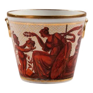 1805 English George III Porcelain Cachepot Planter For Sale