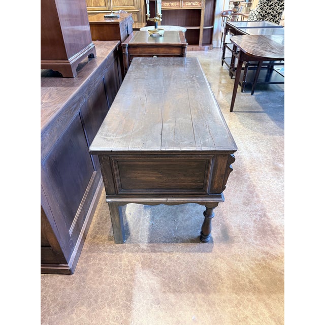 Jacobean Antique Jacobean Revival Carved Oak Three-Drawer Server For Sale - Image 3 of 12