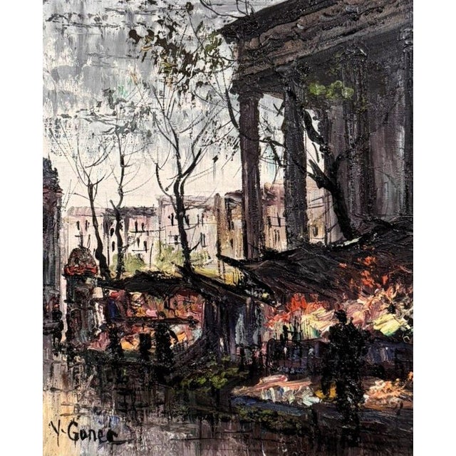 Yves Gonec, Lively View of Paris, 1950s, Oil Painting on Canvas, in Good conditions. Designed 1950 to 1959