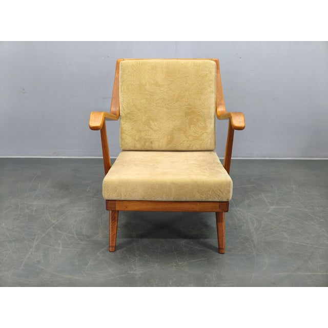 Vintage Prototype Oak Lounge Chair with Label, 1950s For Sale - Image 3 of 13