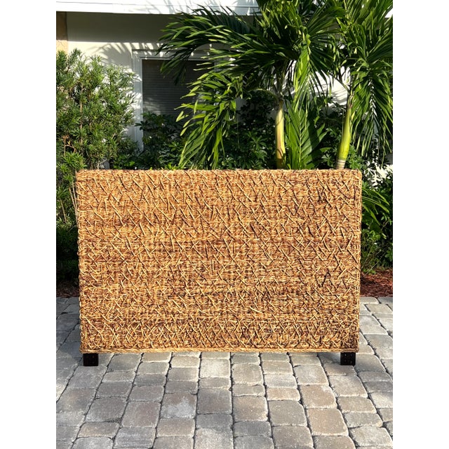 Pair of Vintage Coastal Headboards in Natural Woven Fibers, Full Size