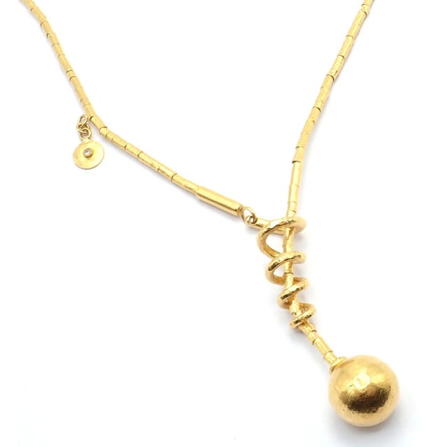 Gurhan Vertigo 24k Yellow Gold Ruby Lariat Beaded Spiral Necklace Details: Metal: 24k Yellow Gold Length: 21" Weight: 26.9...