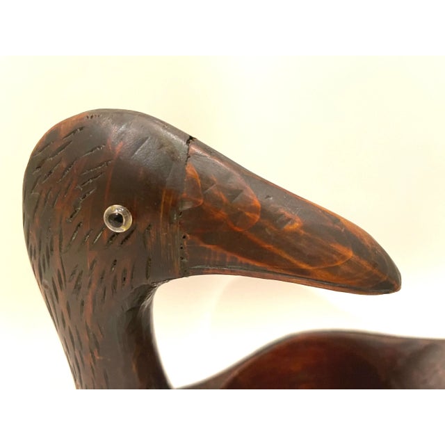 Wood Primitive Carved Wood Duck Decoys Boats - Pair of 2 For Sale - Image 7 of 13