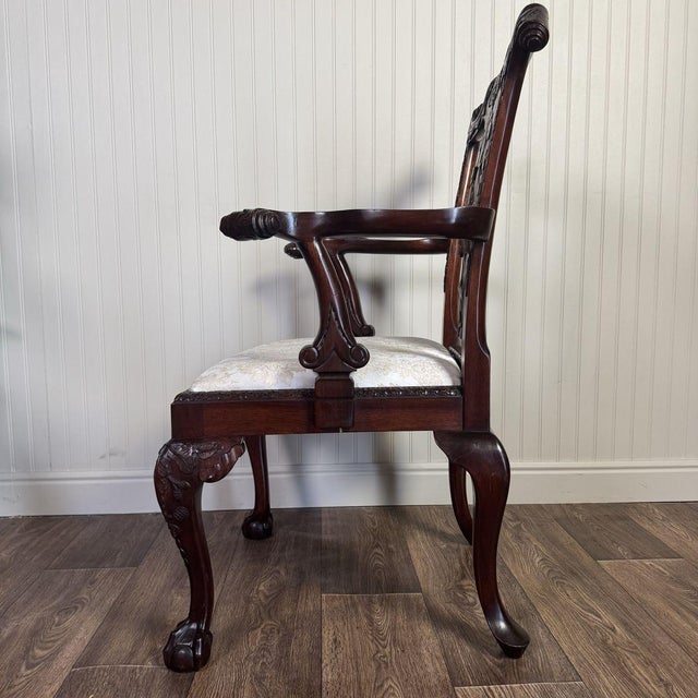 Vintage Irish Chippendale Revival Carved Mahogany Armchair For Sale - Image 13 of 15