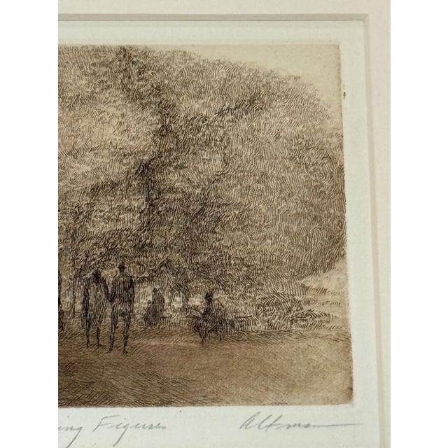Mid 20th Century Harold Altman (Ny Pa b.1924) Signed Etching Print "Park With Walking Figures" #96/200, Mint Condition For Sale In Philadelphia - Image 6 of 9