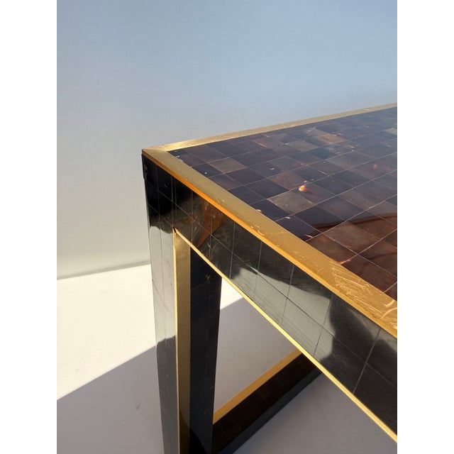 1980s Tessellated Horn and Brass Coffee Table For Sale In Los Angeles - Image 6 of 12