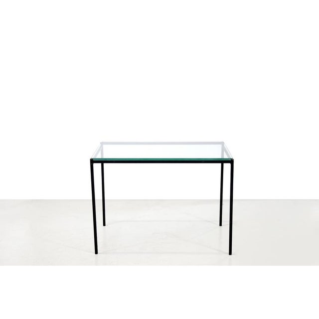 Black Metal Side Table with Glass Top, 1960s For Sale - Image 4 of 5