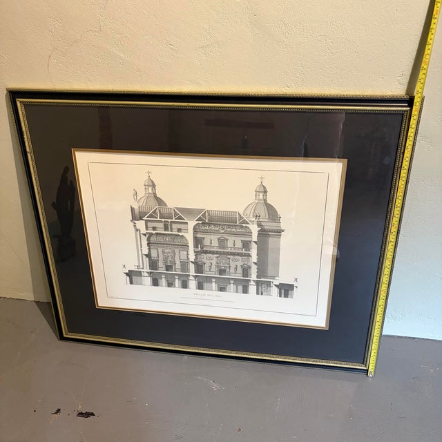 1980s Classical Architectural Engraving, “Section of the Hall & Salone” For Sale - Image 10 of 11