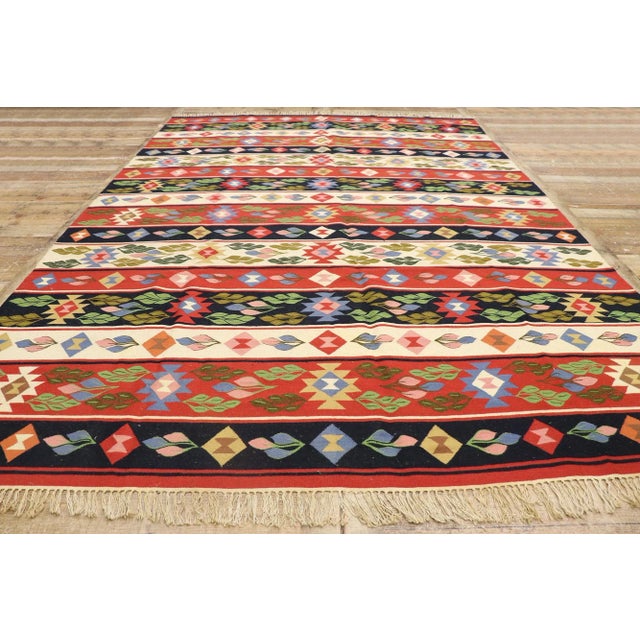Textile Vintage Romanian Kilim Rug - 08'02 X 12'01 For Sale - Image 7 of 10