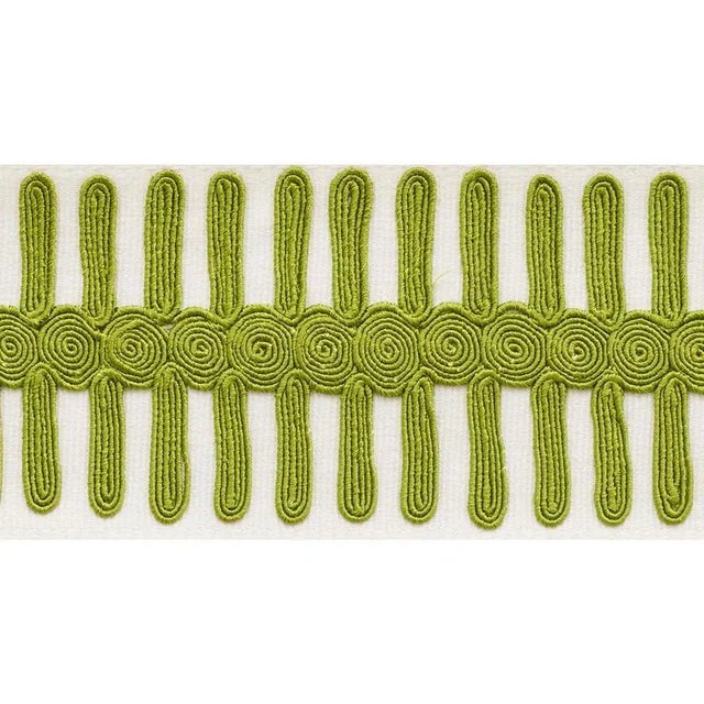 A handsome corded embroidery design on a contrasting cotton faille ground, Castille Tape makes a snazzy, graphic statement...