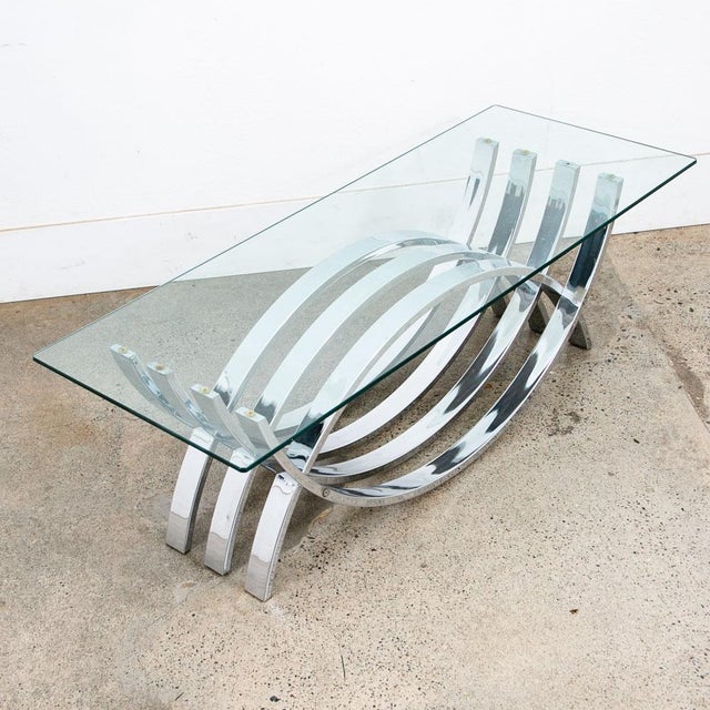 Mid-Century Modern Mid Century Modern Coffee Table Chrome Glass Rectangular Vintage Sculptural MCM For Sale - Image 3 of 11