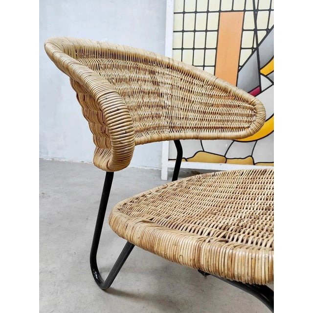 椅子 vintage rattan easy chair Mid-Century Dutch Easy Chair in Rattan by Dirk Van Slighted