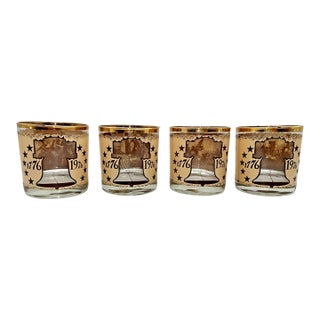 Mid Century Bicentennial Americana Lowball Whiskey Glasses- Set of 4 For Sale