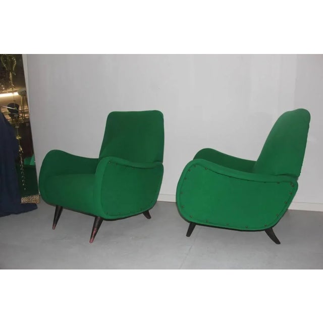 Set of Mid-Century Italian Green Armchairs, 1950s For Sale - Image 10 of 11
