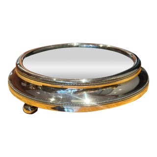 Antique Silver Plate Footed Mirror Plateau For Sale