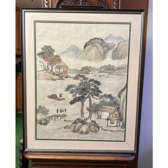 Beige Early 1900s Korean Landscape Painting For Sale - Image 8 of 8