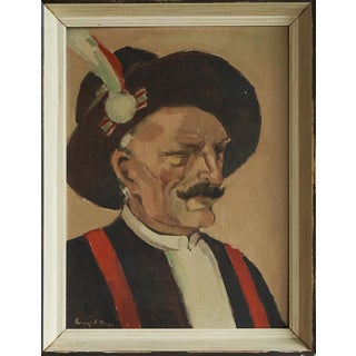 Remy De Pillecyn, Man with Hat, Oil on Canvas, 1964, Framed For Sale